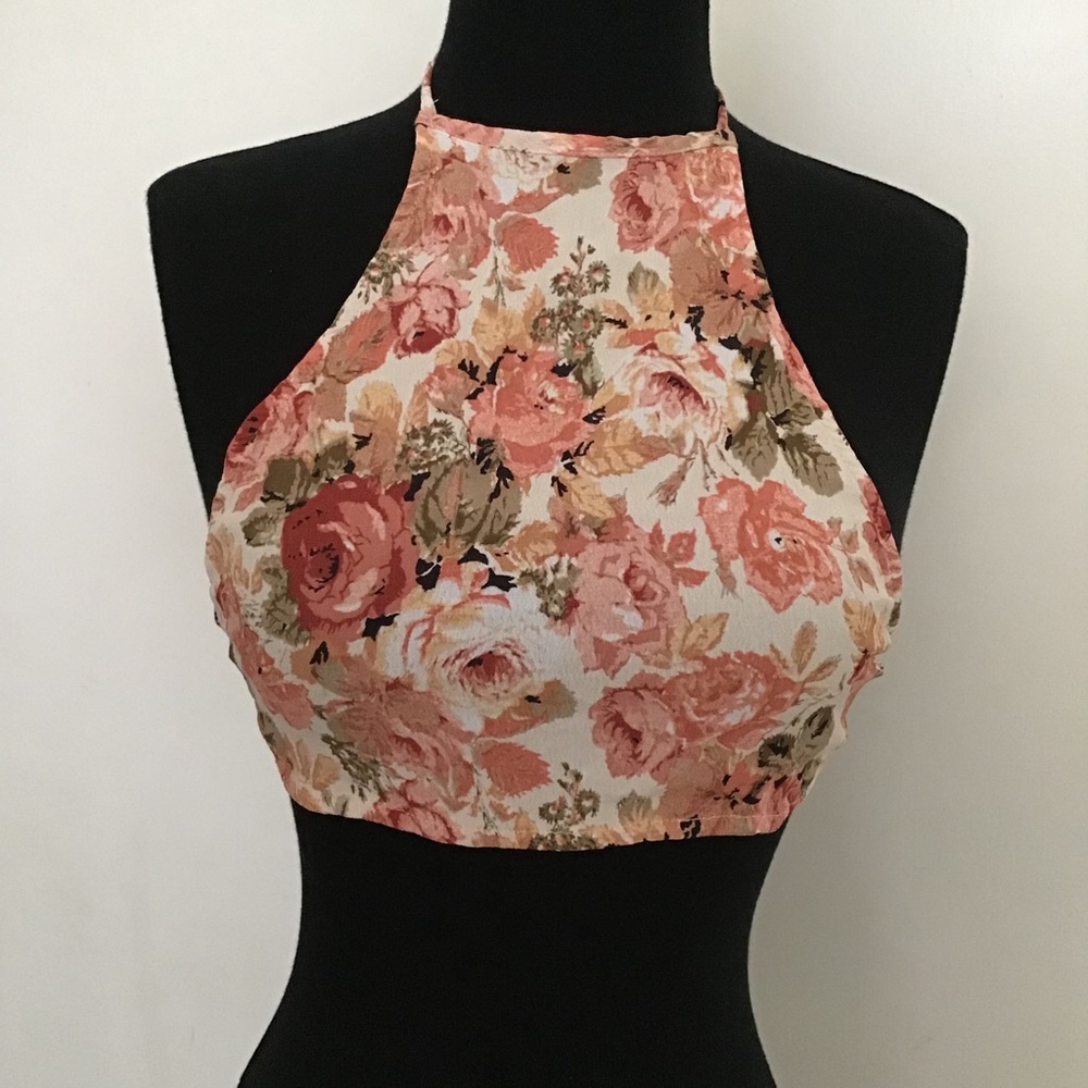 Brandy Melville Tie at Back Floral Halter Top